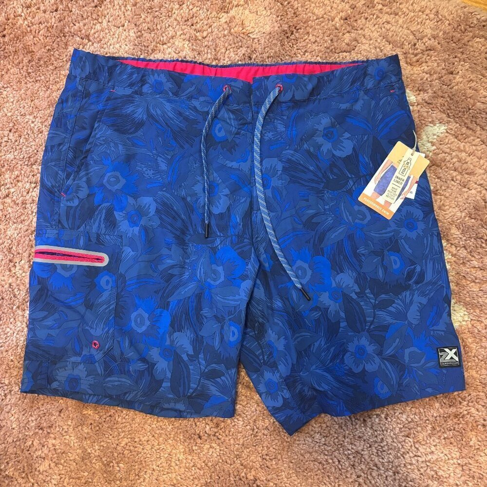 Zeroxposur Swim Shorts Stretch Drawstring Blue Men’ XL Lined NWT $46 Item 313286